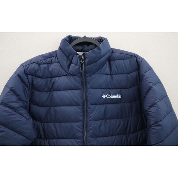 Columbia WO1111-467 Mens Sz M Navy Blue Powder Lite Omni-Heat Puffer Jacket - Picture 5 of 15